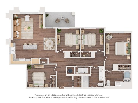 Floor plan for 4 beds, 2 baths, 1394 sqft